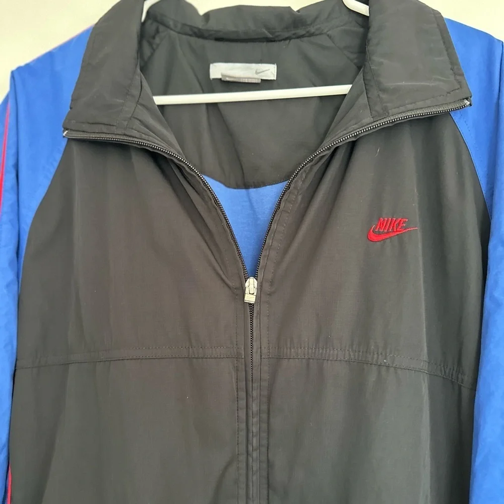 Vintage 90s Y2K Nike Streetwear Windbreaker Jacket Sz: L Blue Black Colorblock.